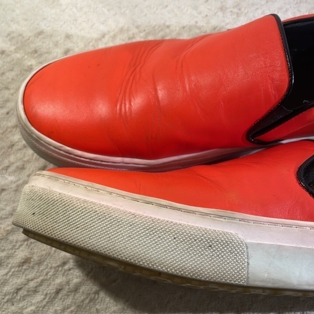 CELINE Athletic Slip On Orange Leather Slides Platform Structured Sneakers - Picture 9 of 10